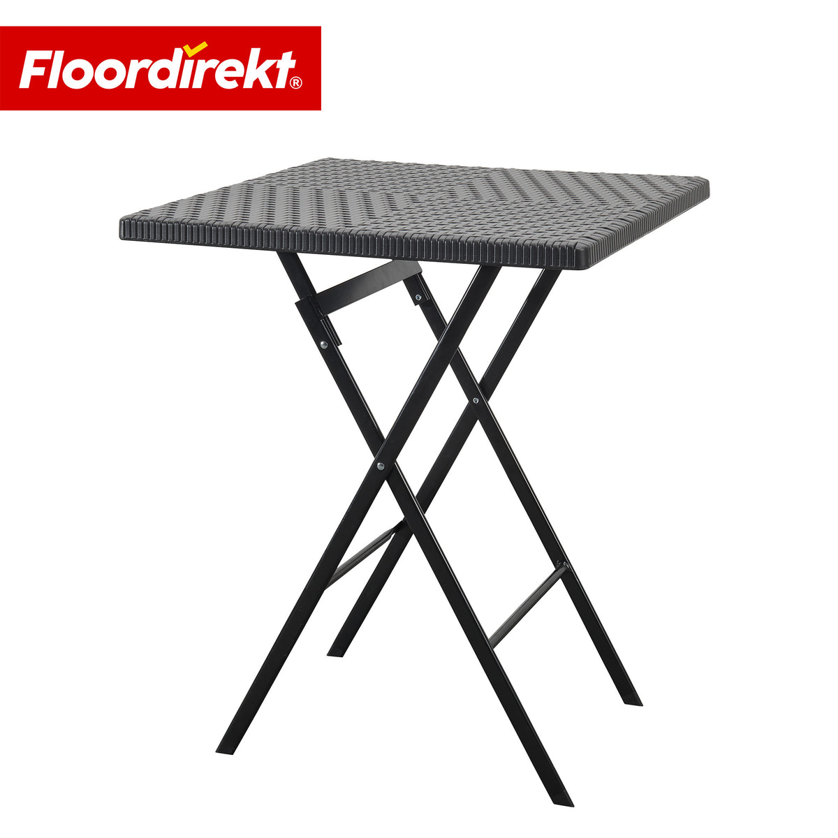Klapptisch | Kobe | Schwarzer Gartentisch klappbar in Rattan-Optik | 60 × 60 cm