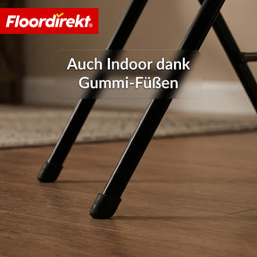 Klapptisch | Toyama | Runder, klappbarer Gartentisch in Rattan-Optik, schwarz | Ø 60 cm