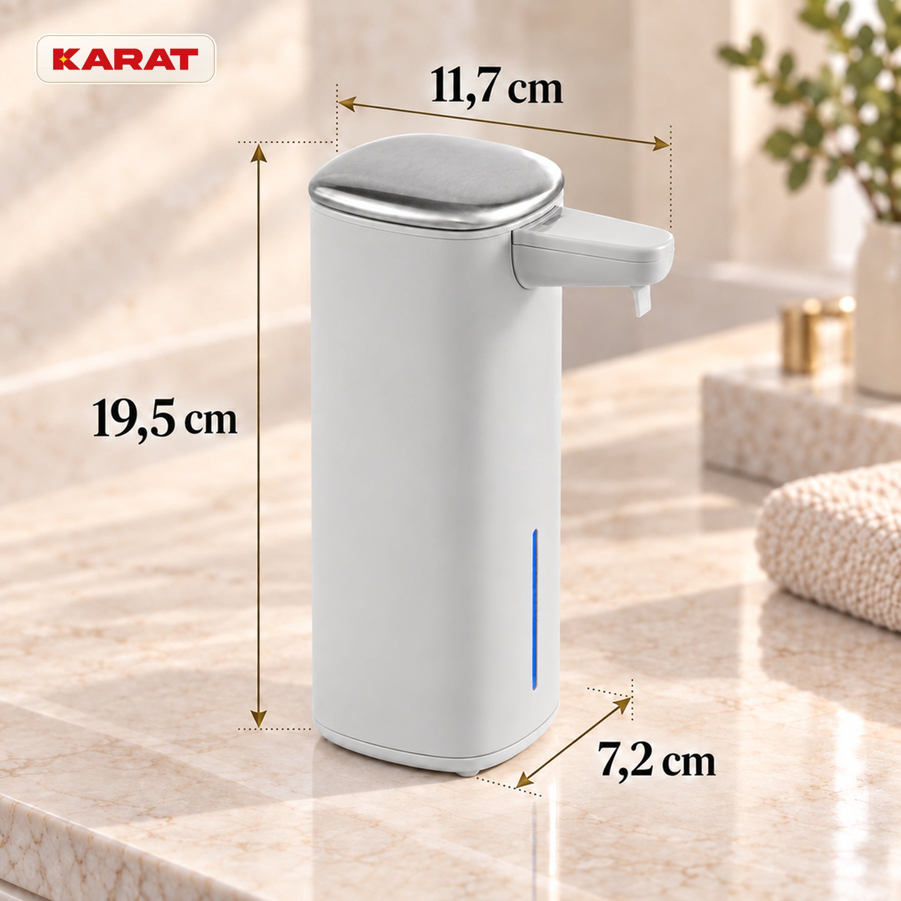Automatischer Schaumseifenspender | Liora | Berührungsloser Seifenspender mit Sensor, USB-C-Akku & Edelstahl | 250 ml