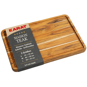 Schneidebrett | Maison Teak Edge Grain | Massives Teakholz mit Saftrille & Griffmulden | 3 Größen