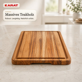 Schneidebrett | Maison Teak Edge Grain | Massives Teakholz mit Saftrille & Griffmulden | 3 Größen
