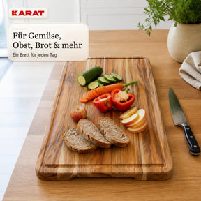 Schneidebrett | Maison Teak Edge Grain | Massives Teakholz mit Saftrille & Griffmulden | 3 Größen