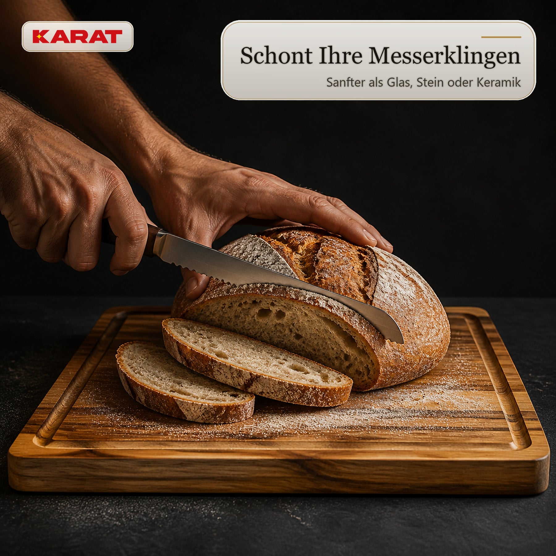 Schneidebrett | Maison Teak Edge Grain | Massives Teakholz mit Saftrille & Griffmulden | 3 Größen