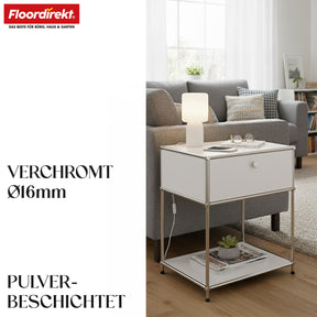 Metallregal | Concept Epure MK-139 | Beistell- & Aufbewahrungsregal mit Schublade & Ablagen | In mehreren Farben erhältlich