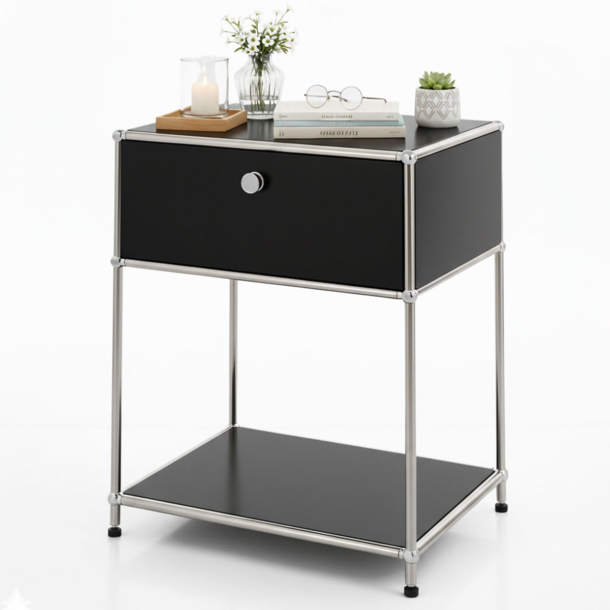 Metallregal | Concept Epure MK-139 | Beistell- & Aufbewahrungsregal mit Schublade & Ablagen | In mehreren Farben erhältlich