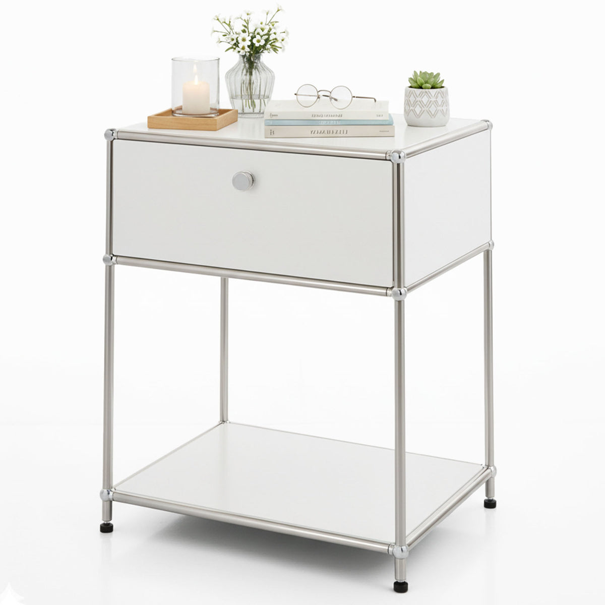 Metallregal | Concept Epure MK-139 | Beistell- & Aufbewahrungsregal mit Schublade & Ablagen | In mehreren Farben erhältlich