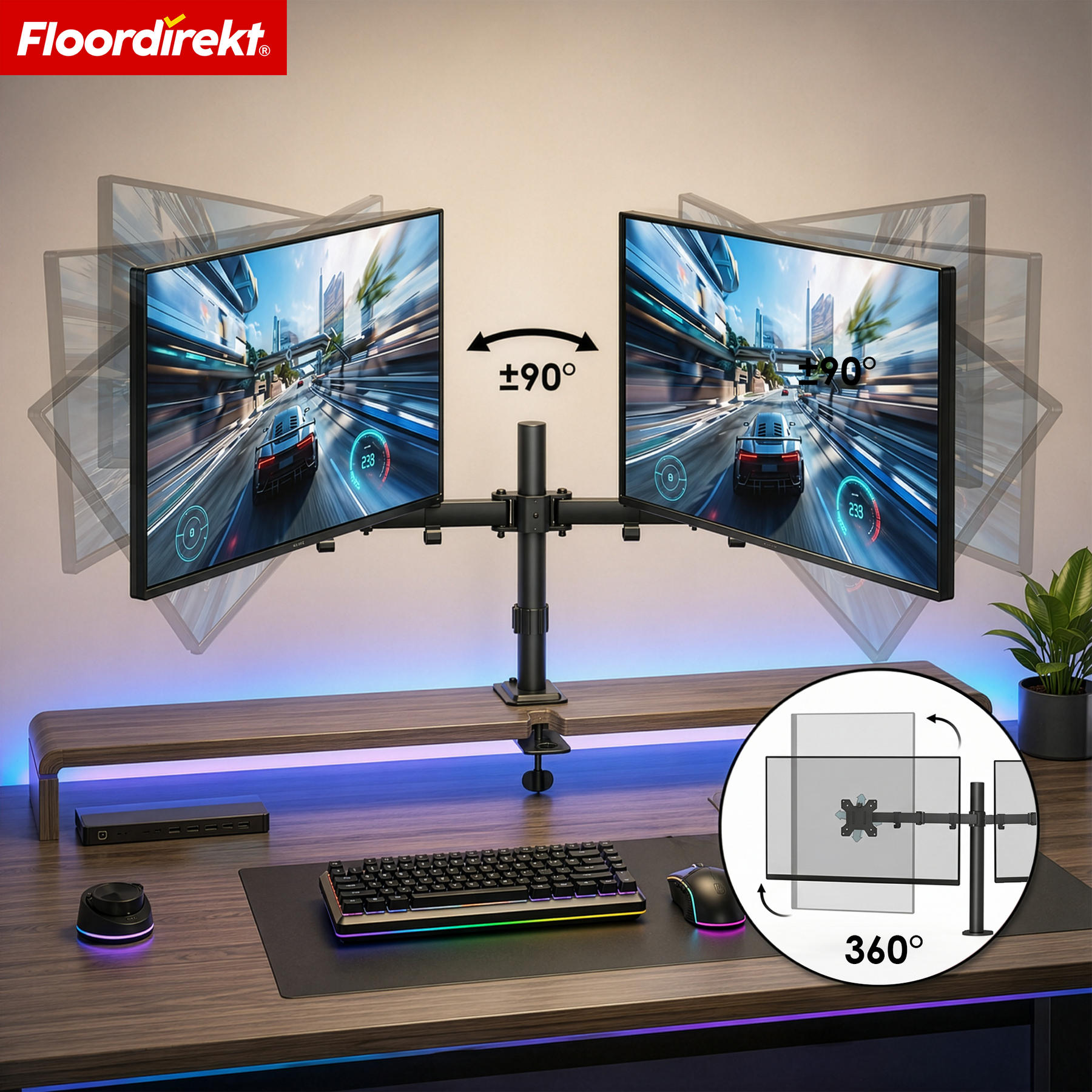 Monitorarm | Flexibel verstellbare Monitorhalterung mit Tischklemme für 1 oder 2 Monitore