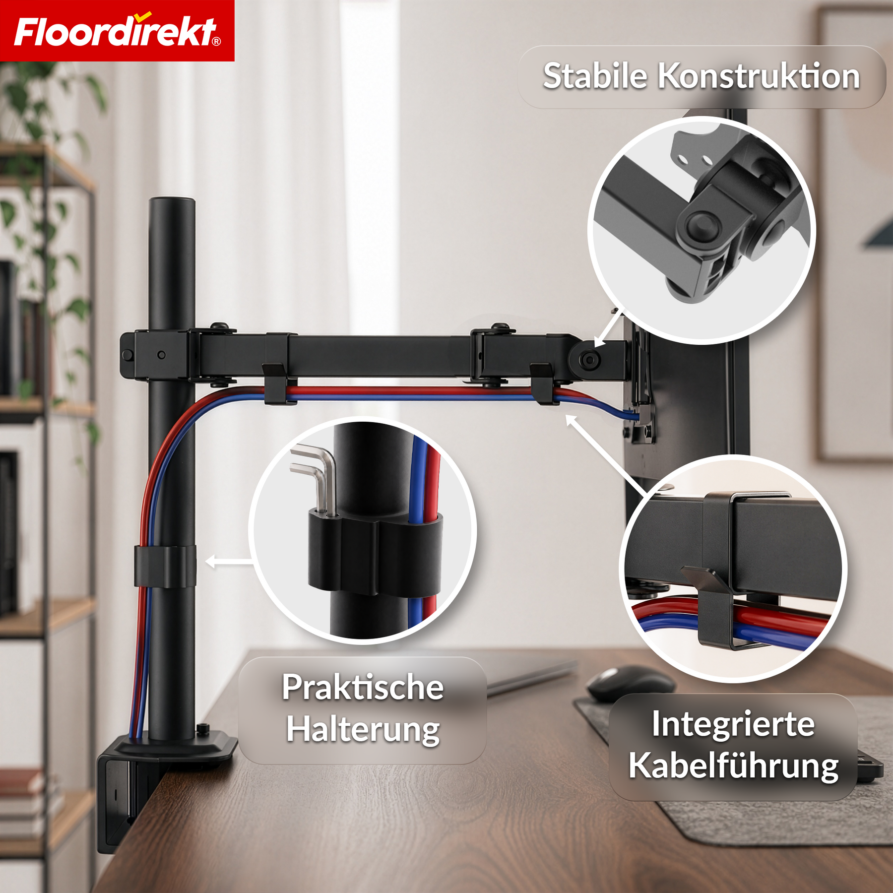 Monitorarm | Flexibel verstellbare Monitorhalterung mit Tischklemme für 1 oder 2 Monitore
