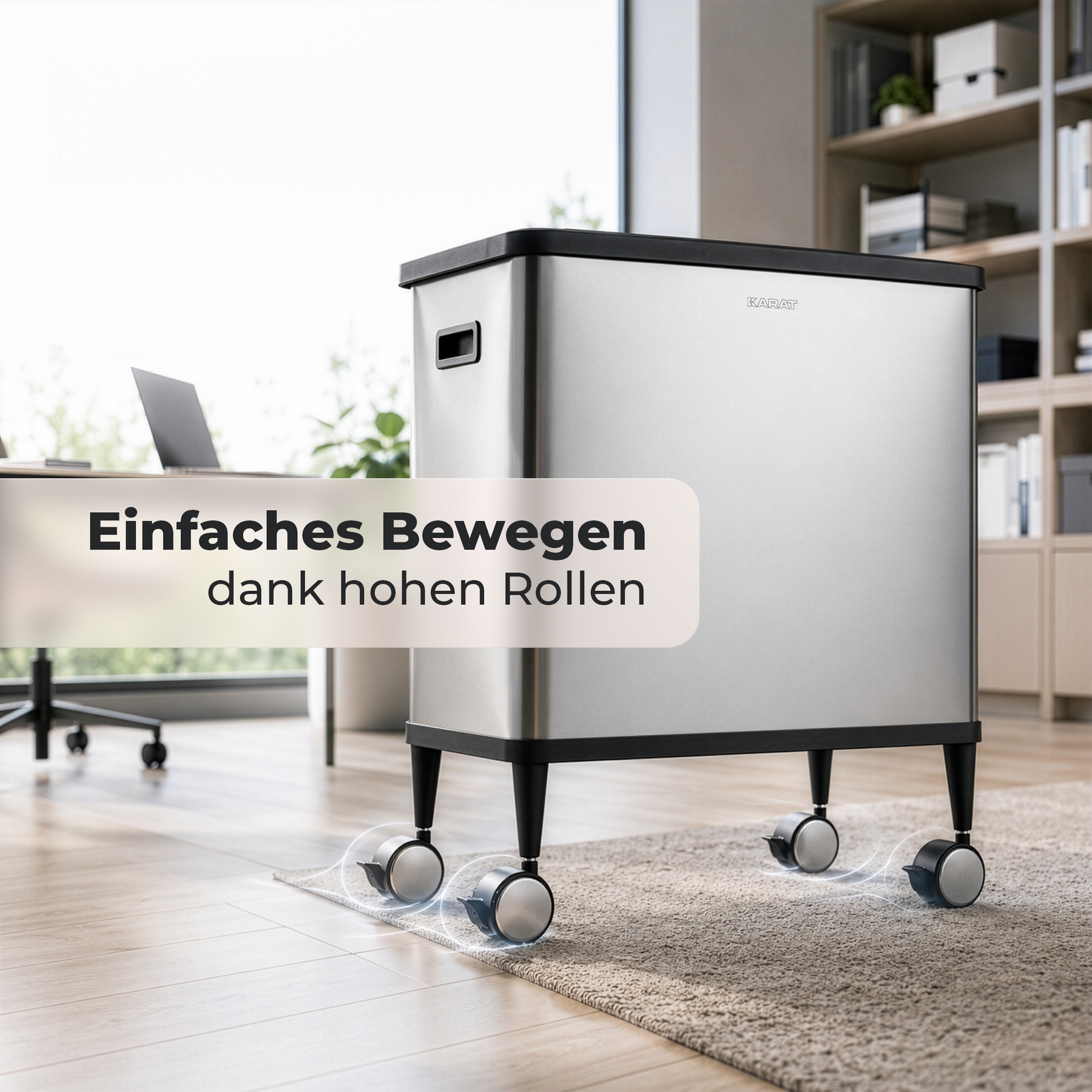 Mülleimer | Tyler | Sensor-Abfalleimer aus Edelstahl | 2 × 24 L Mülltrennung | Rollen mit Bremsen