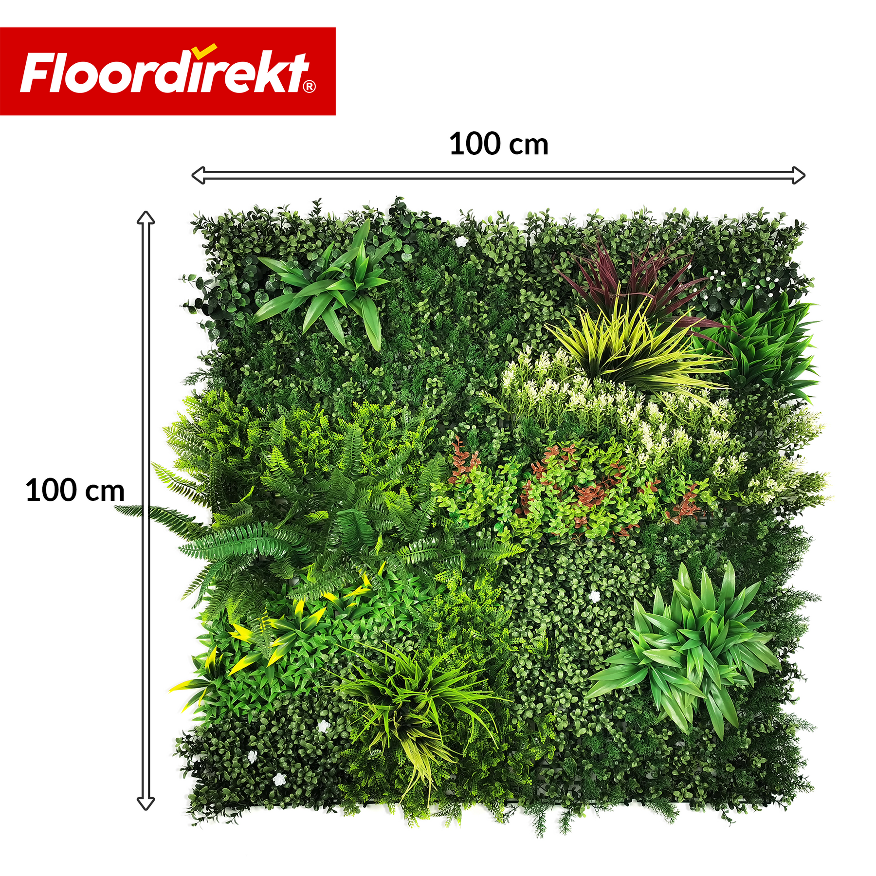 Pflanzenwand | Meadow | Natürliches Kunstpflanzen-Panel, sonnenbeständig & pflegefrei | Erweiterbares Klick-System | 100 × 100 cm