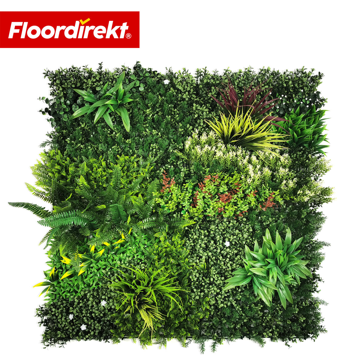 Pflanzenwand | Meadow | Natürliches Kunstpflanzen-Panel, sonnenbeständig & pflegefrei | Erweiterbares Klick-System | 100 × 100 cm