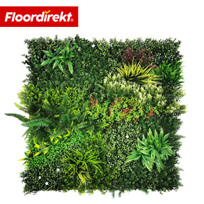 Pflanzenwand | Meadow | Natürliches Kunstpflanzen-Panel, sonnenbeständig & pflegefrei | Erweiterbares Klick-System | 100 × 100 cm