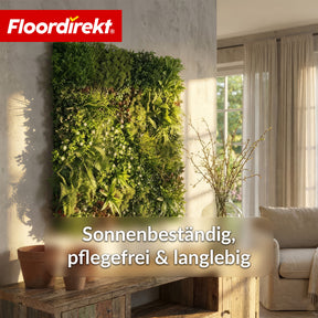 Pflanzenwand | Wonderland | Realistisches Kunstpflanzen-Panel | Formstabil, sonnenbeständig & erweiterbar | 100 × 100 cm