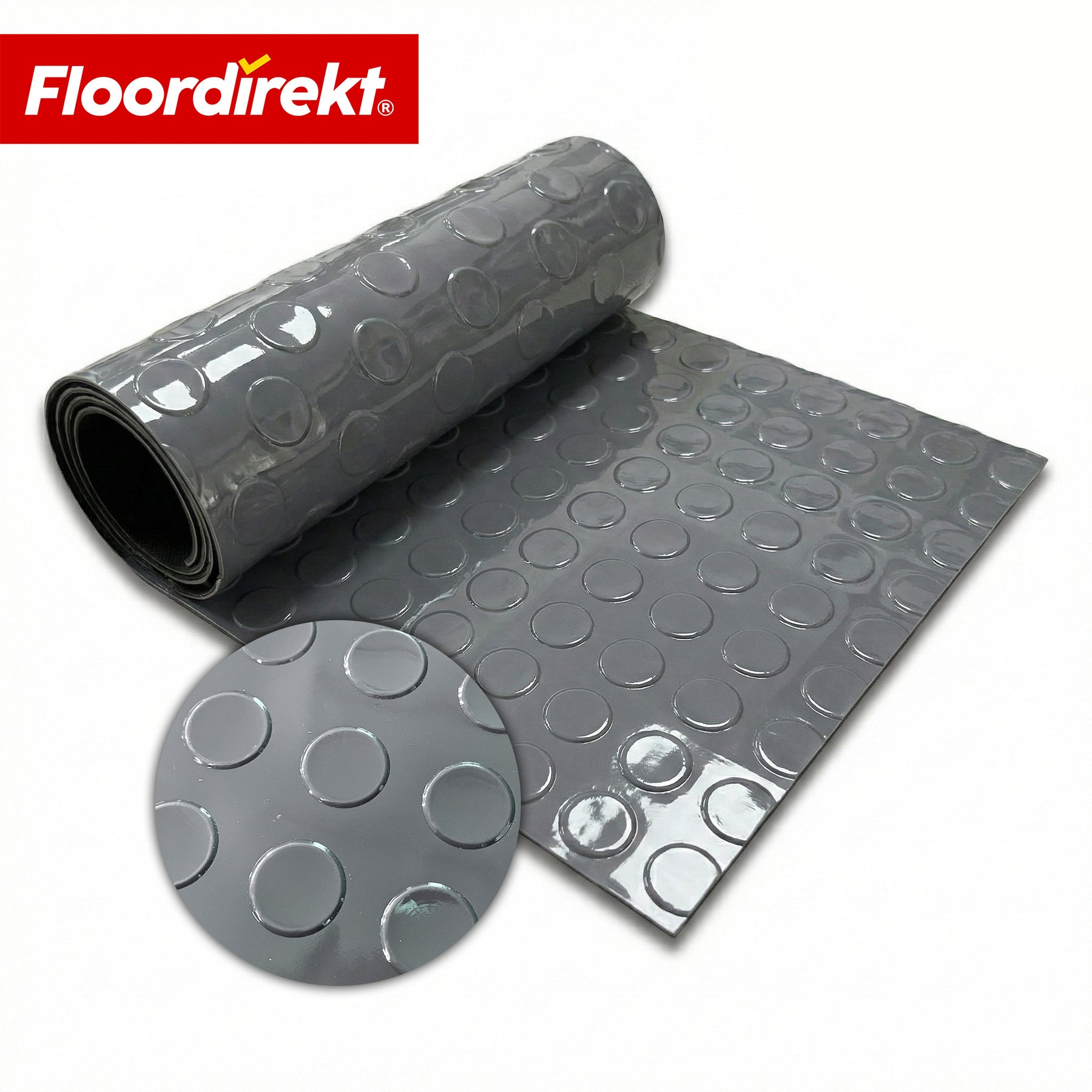PVC-Bodenbelag | Coin Mirror | Coin-Optik Flachnoppen | Rutschfest & Pflegeleicht | Meterware / Zuschnitt nach Maß | 110 cm Breite