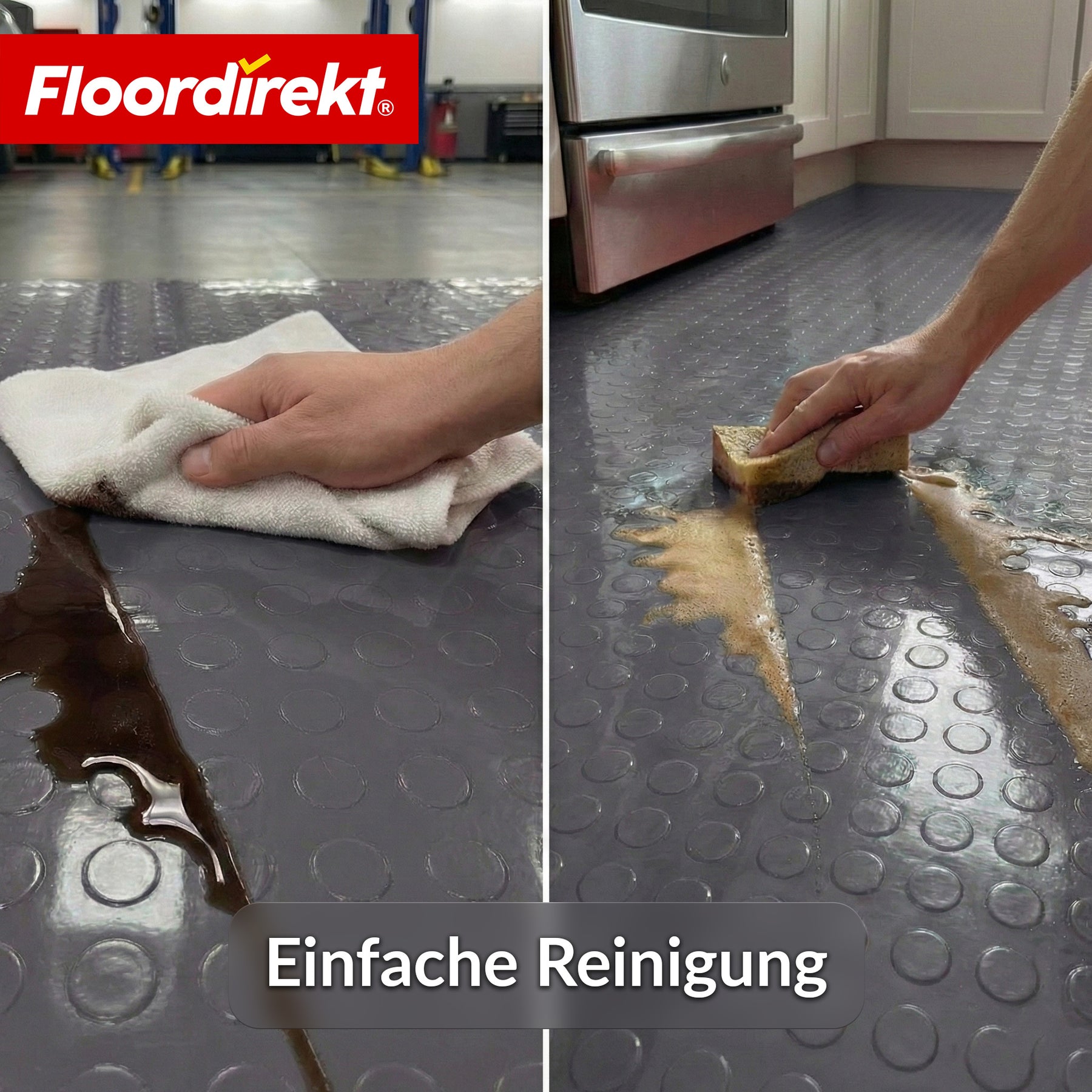 PVC-Bodenbelag | Coin Mirror | Coin-Optik Flachnoppen | Rutschfest & Pflegeleicht | Meterware / Zuschnitt nach Maß | 110 cm Breite