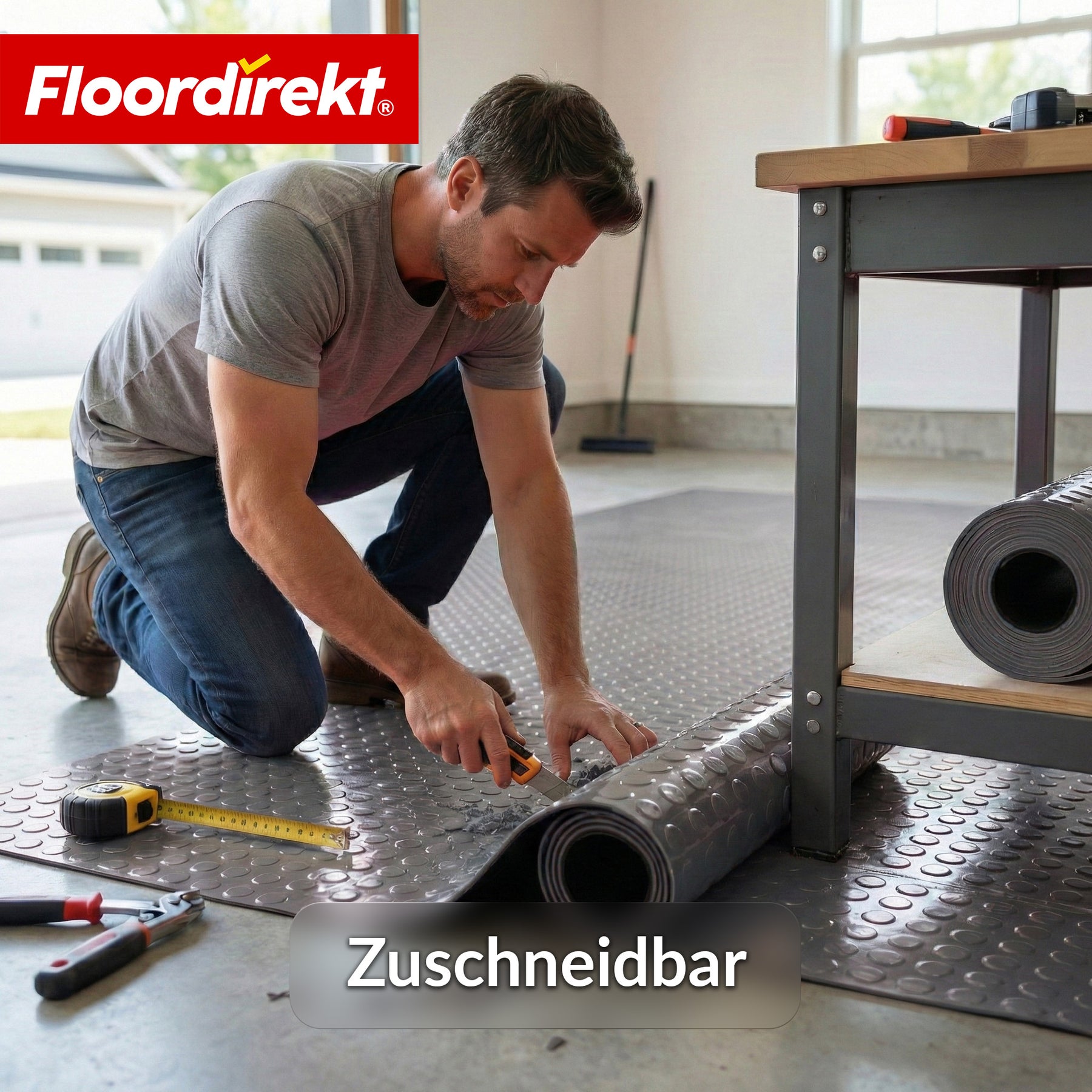 PVC-Bodenbelag | Coin Mirror | Coin-Optik Flachnoppen | Rutschfest & Pflegeleicht | Meterware / Zuschnitt nach Maß | 110 cm Breite