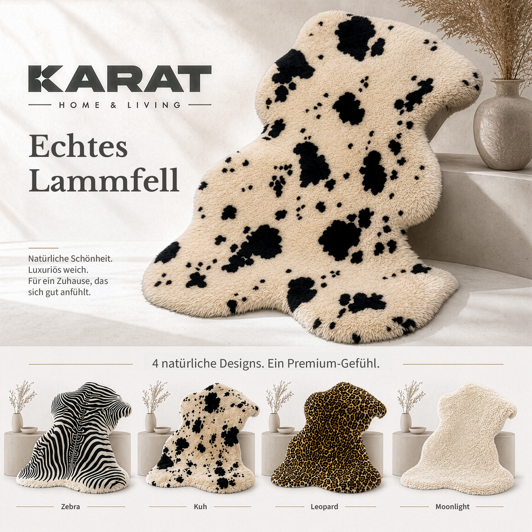 Design Schaffell | Audrey | Echtes Lammfell aus 100 % Schafwolle | Weich & Natürlich
