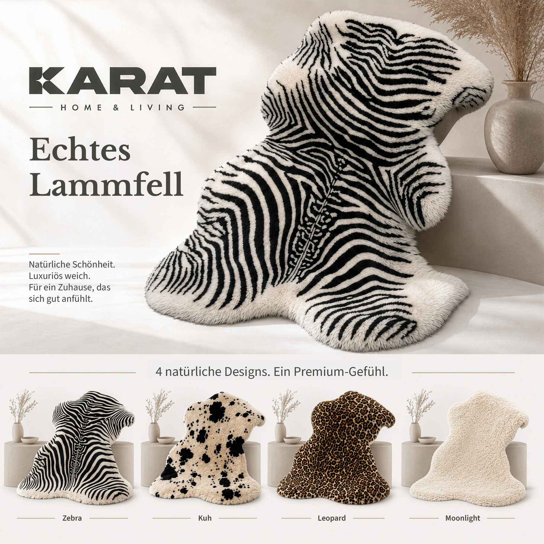 Design Schaffell | Audrey | Echtes Lammfell aus 100 % Schafwolle | Weich & Natürlich