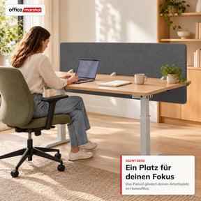 Akustik-Tischtrennwand | Silent Desk | Schreibtisch-Trennwand mit Polyesterbezug & Tischklemmen | 160 × 60 cm | 3 Farben