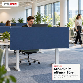 Akustik-Tischtrennwand | Silent Desk | Schreibtisch-Trennwand mit Polyesterbezug & Tischklemmen | 160 × 60 cm | 3 Farben