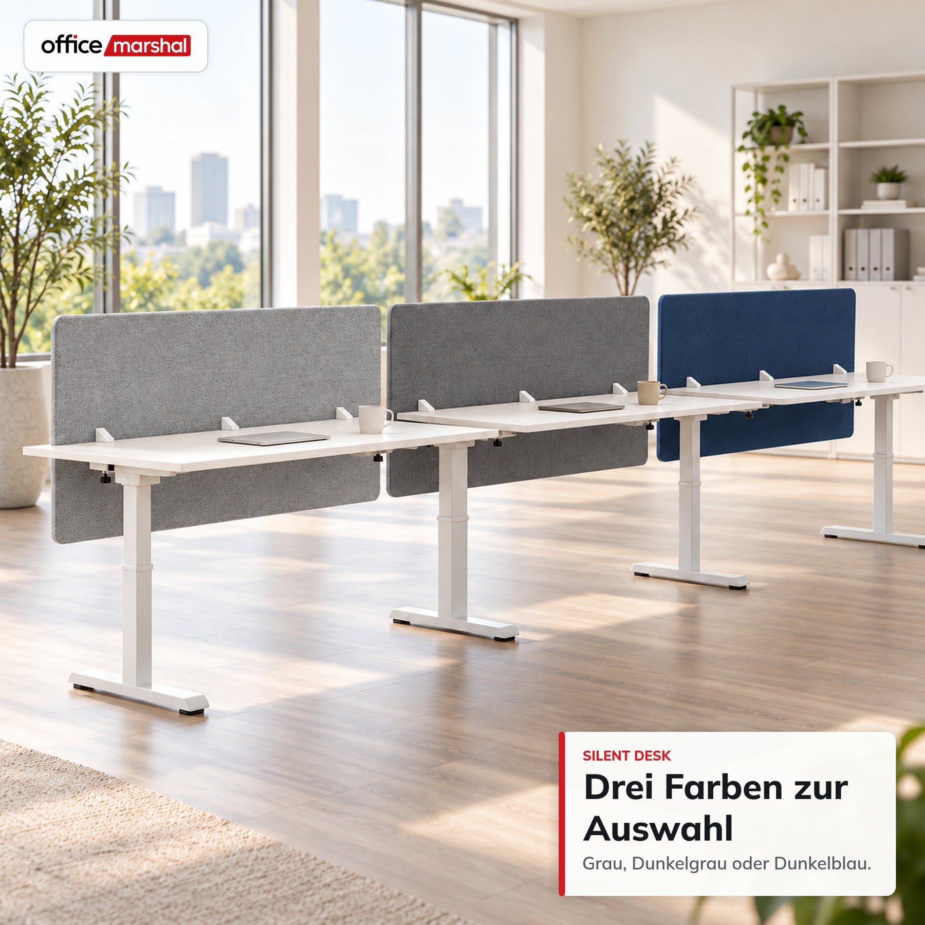 Akustik-Tischtrennwand | Silent Desk | Schreibtisch-Trennwand mit Polyesterbezug & Tischklemmen | 160 × 60 cm | 3 Farben