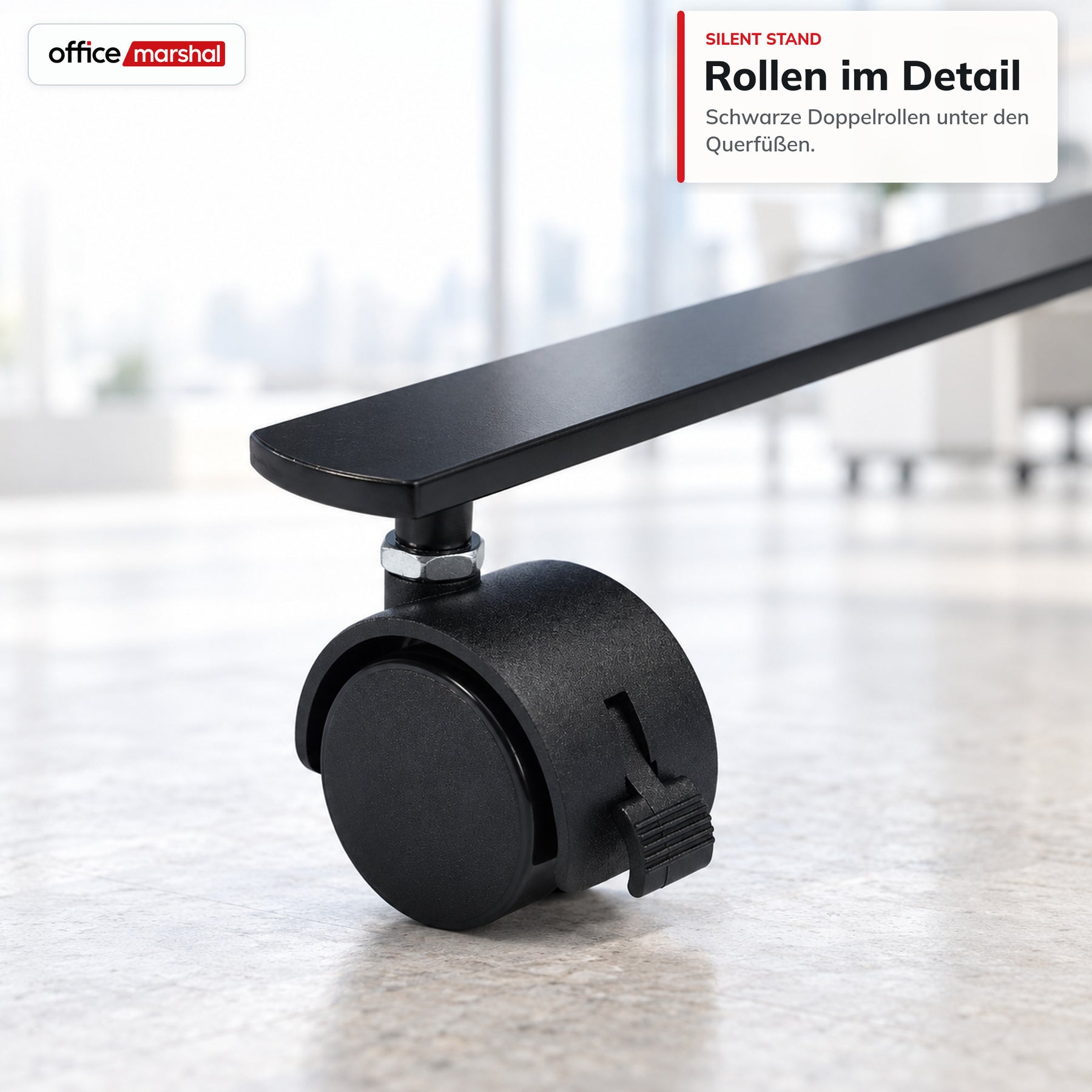 Akustik-Stellwand auf Rollen | Silent Stand | Mobiler Raumteiler aus Polyester mit Sichtschutz | 3 Größen
