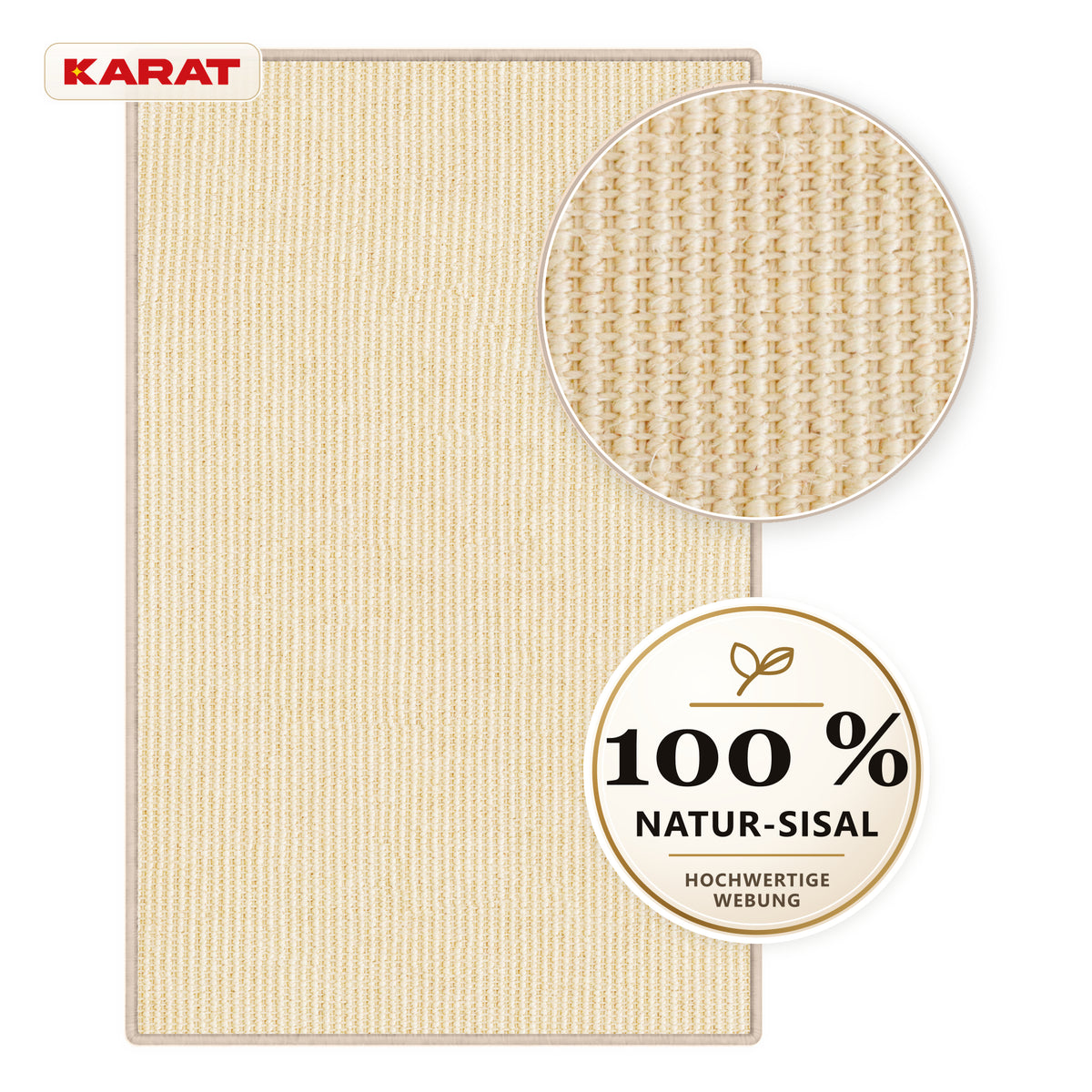 Sisal-Teppich auf Maß | Goa | Naturteppich aus 100 % Sisal mit rutschhemmendem Latexrücken | 6 Breiten