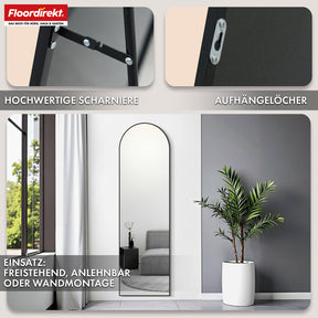 Ganzkörperspiegel | Madison | Schwarzer gewölbter Aluminiumrahmen | Freistehend & Wandmontage