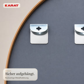 Ganzkörperspiegel | Nina | Organischer Wandspiegel mit Aluminiumrahmen in Holzoptik | 60 × 150 cm