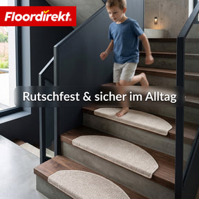 Stufenmatte | Monaco | Rutschhemmende Treppenmatte aus Polypropylen, robust, schalldämmend & pflegeleicht in halbrunder Form