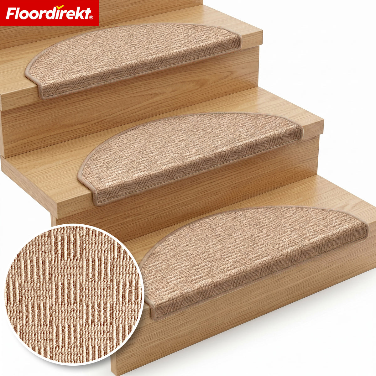 Stufenmatte | Monaco | Rutschhemmende Treppenmatte aus Polypropylen, robust, schalldämmend & pflegeleicht in halbrunder Form