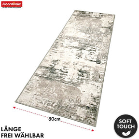 Teppichläufer | Ravena | Moderner Läufer in Anthrazit, Braun & Sand | Abstraktes Design mit rutschhemmender Gel-Rückseite