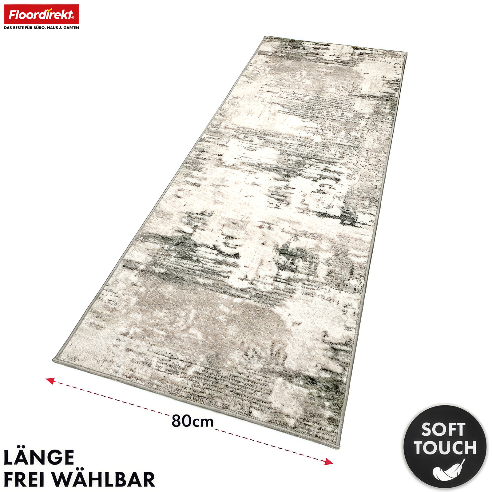 Teppichläufer | Ravena | Moderner Läufer in Anthrazit, Braun & Sand | Abstraktes Design mit rutschhemmender Gel-Rückseite