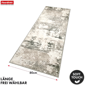 Teppichläufer | Ravena | Moderner Läufer in Anthrazit, Braun & Sand | Abstraktes Design mit rutschhemmender Gel-Rückseite