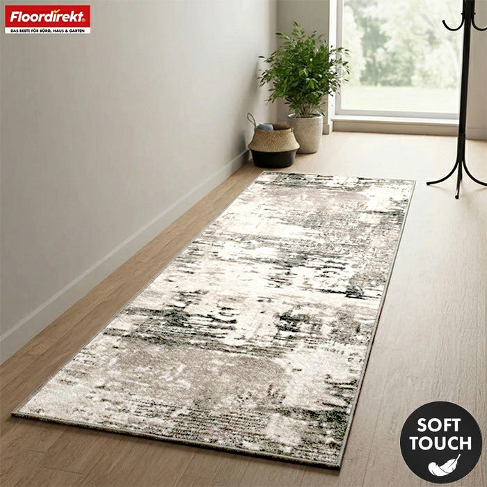 Teppichläufer | Ravena | Moderner Läufer in Anthrazit, Braun & Sand | Abstraktes Design mit rutschhemmender Gel-Rückseite