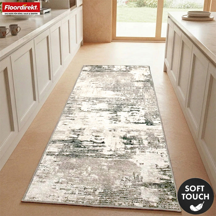 Teppichläufer | Ravena | Moderner Läufer in Anthrazit, Braun & Sand | Abstraktes Design mit rutschhemmender Gel-Rückseite