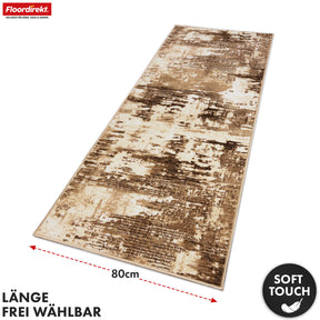 Teppichläufer | Ravena | Moderner Läufer in Anthrazit & Braun | Abstraktes Design mit rutschhemmender Gel-Rückseite | Strapazierfähig & pflegeleicht