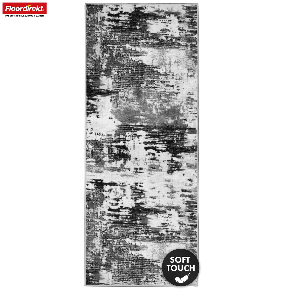 Teppichläufer | Ravena | Moderner Läufer in Anthrazit & Braun | Abstraktes Design mit rutschhemmender Gel-Rückseite | Strapazierfähig & pflegeleicht