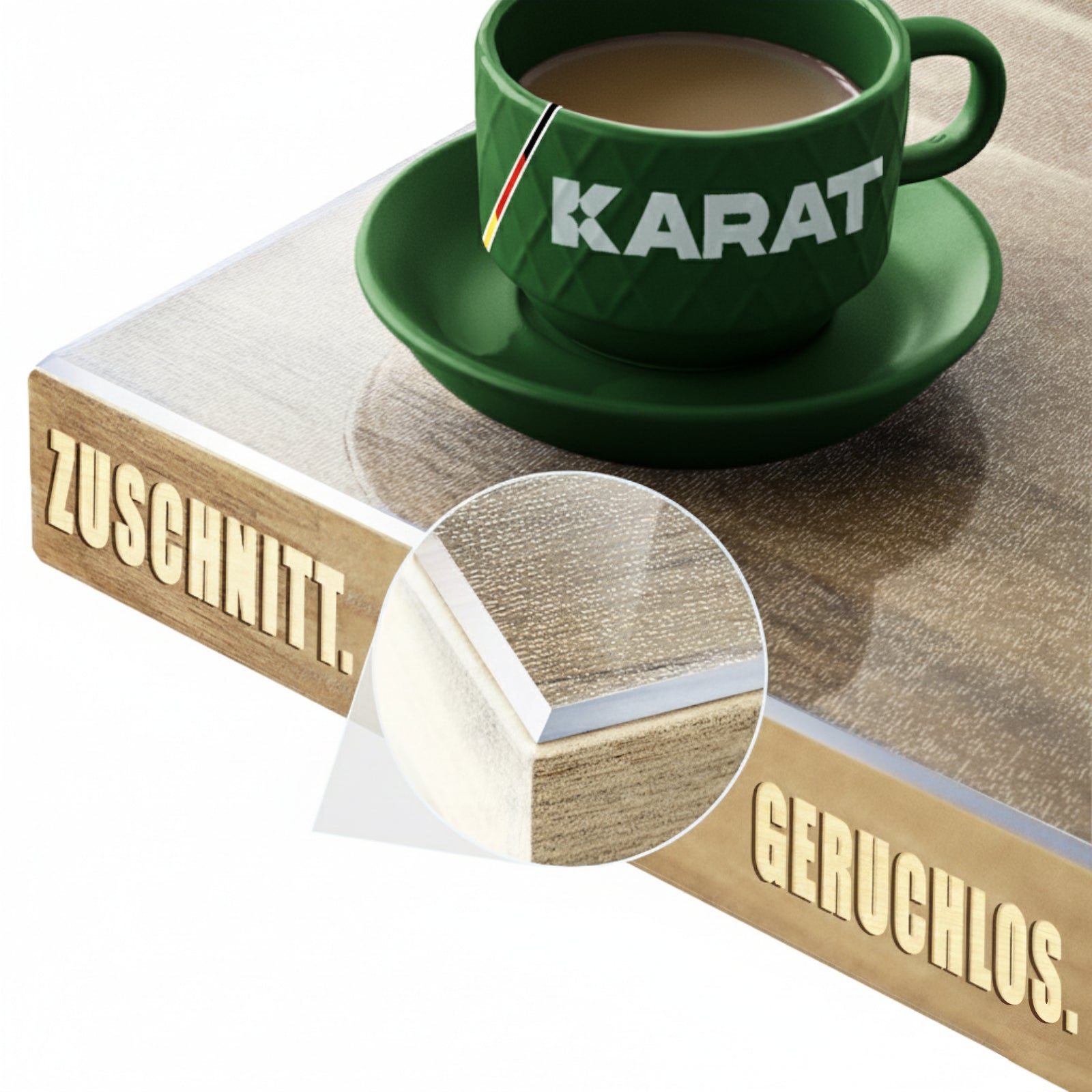 ✂ Transparent mattierte Tischfolie mit abgeschrägter Kante | Crystal | Matte Schutzfolie für Tische | Individueller Zuschnitt