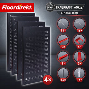 Werkzeugwand | Parker | Lochwand Set aus Metall mit Zubehör | Werkzeughalter für Werkstatt & Garage