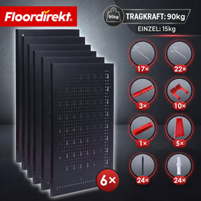 Werkzeugwand | Parker | Lochwand Set aus Metall mit Zubehör | Werkzeughalter für Werkstatt & Garage