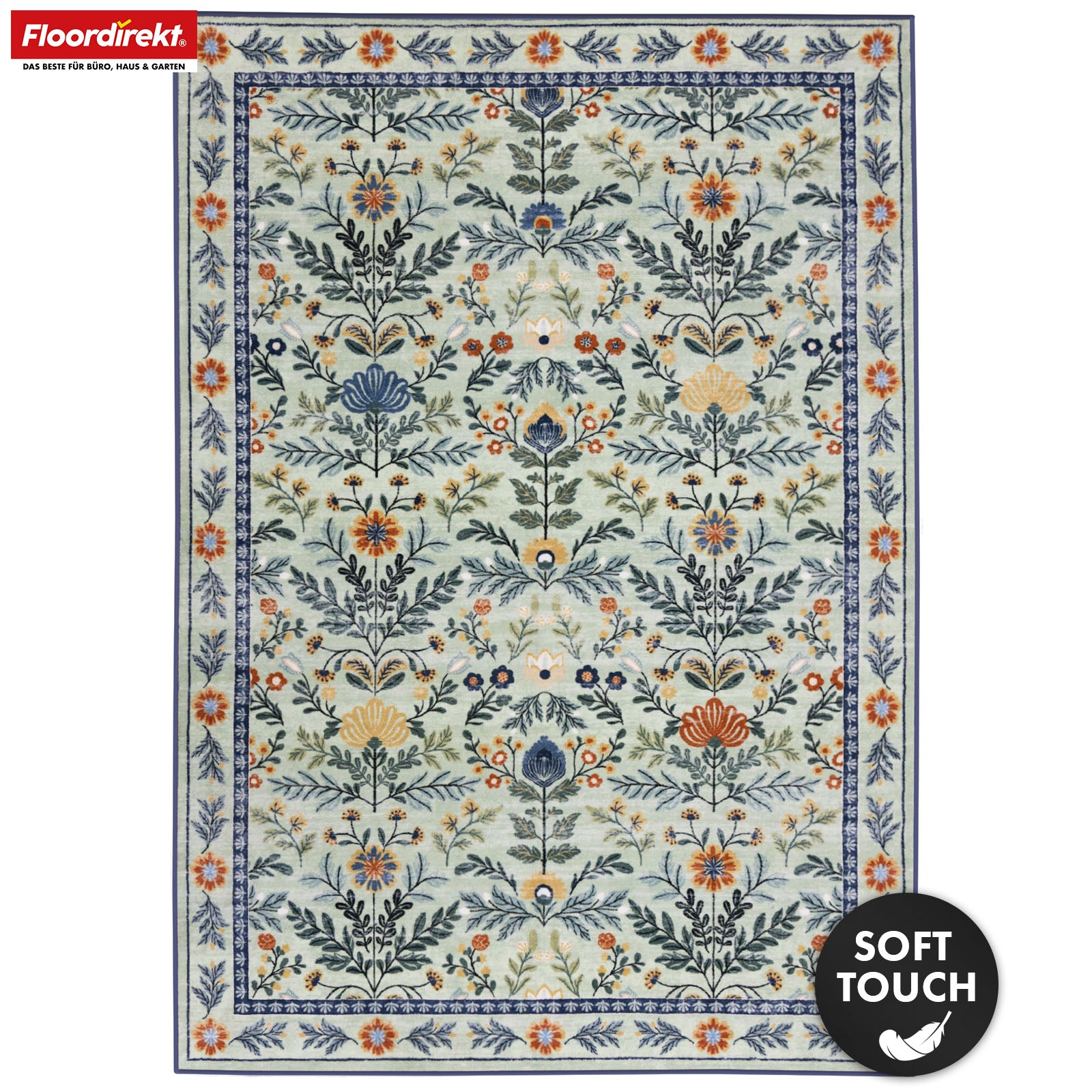 Wohnteppich | Cascada | Eleganter Teppich mit Blumen-Design in harmonischen Farben | Rutschfest, strapazierfähig & pflegeleicht | In verschiedenen Größen