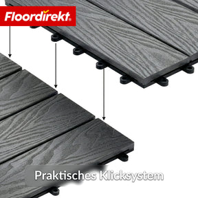 WPC-Terrassenfliese | Noble 3D | Moderne Klickfliese 30 x 30 cm für Balkon & Terrasse