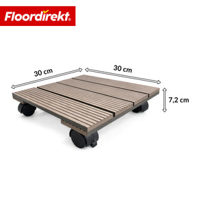 WPC-Pflanzenroller | Marquis | Rolluntersetzer 30 x 30 cm | 360° Lenkrollen mit Bremse | Tragkraft bis 80 kg